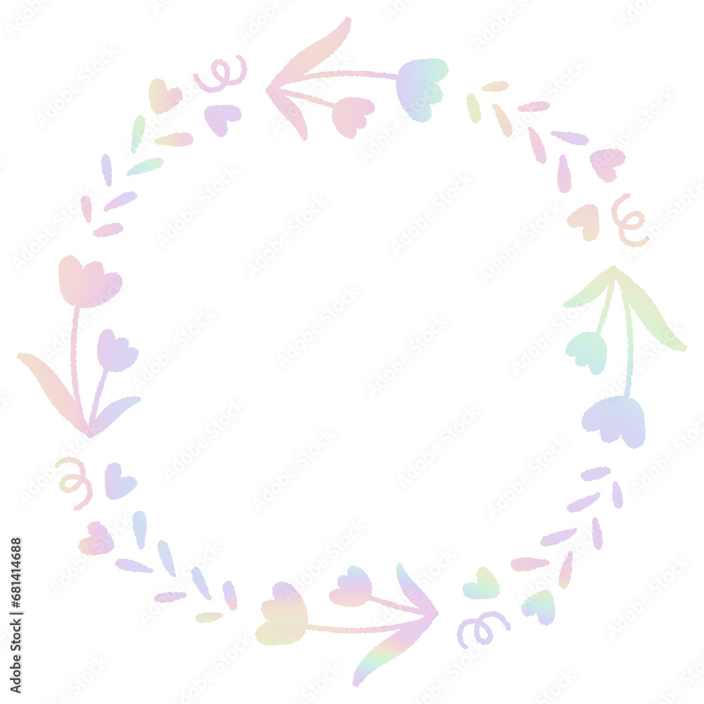 Circle floral flower cute minimal hologram y2k fairy border frame spring summer wedding day baby shower birthday decoration
