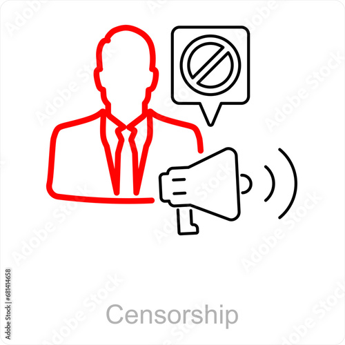 Censorship and censor icon concept