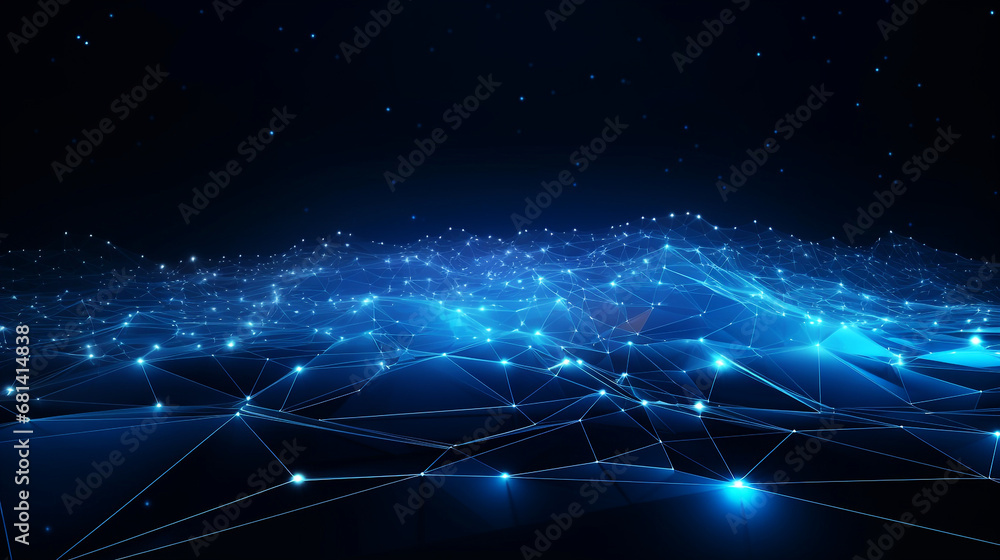Fototapeta premium digital abstract blue background. Generative AI image.