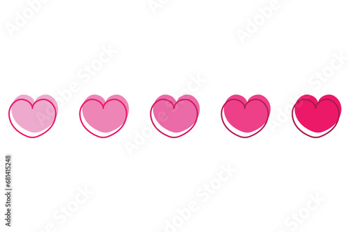 pink flat heart-shapped icon, simple hearts fo valentine's day