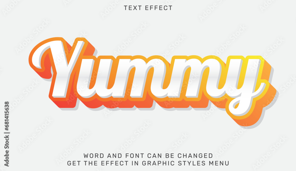 Yummy text effect template in 3d design
