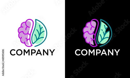 Health brain nature mind logo design