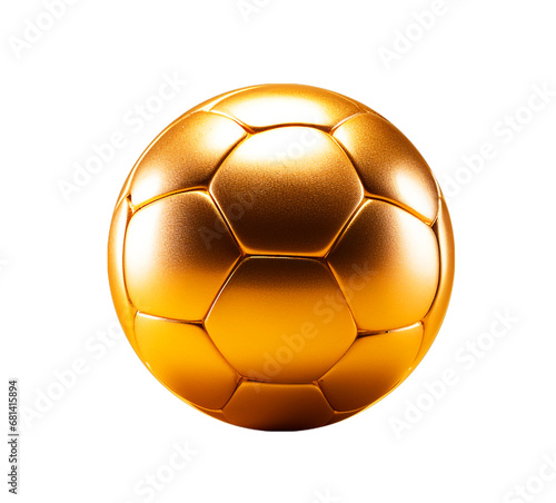 golden soccer ball  isolated  PNG. Generative AI image.