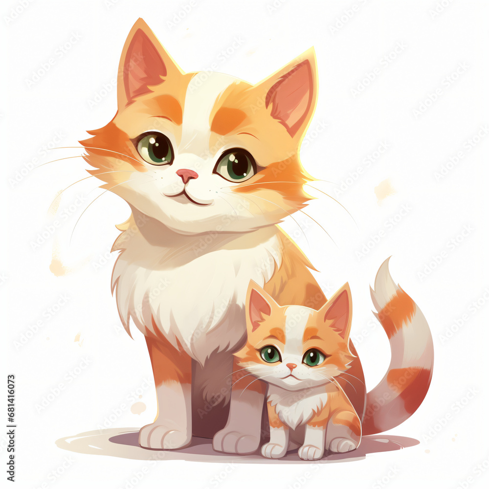 Cat Mom and Baby Clipart