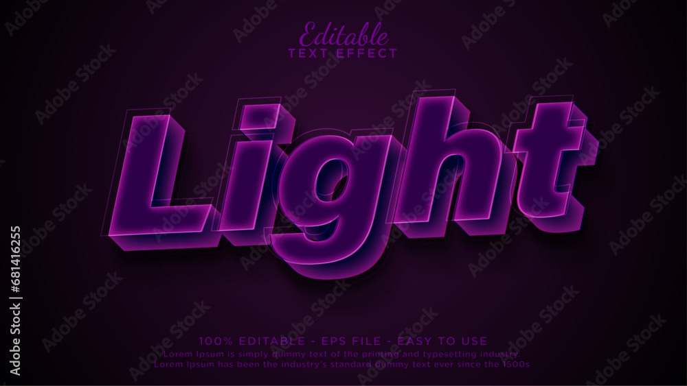 Glowing purple editable text effect mockup