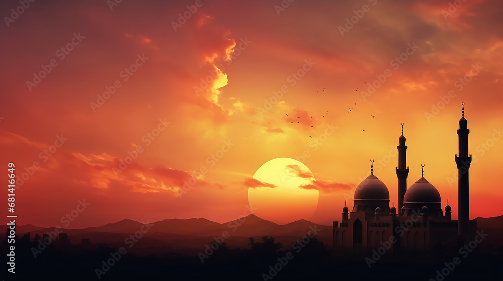 Mosque background for Ramadan greetings card
