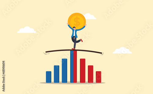 Risk management, reducing the possibility of investment errors that may occur in uncertain stock market conditions. A businessman tries to bring his capital in the stock market.