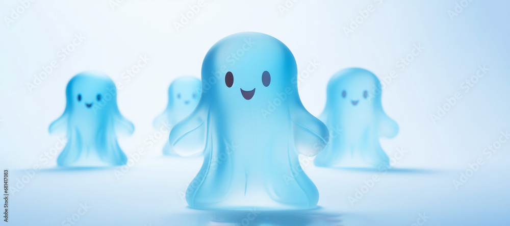 background of blue ghosts. Generative AI image. background of blue ghosts. Generative AI image.