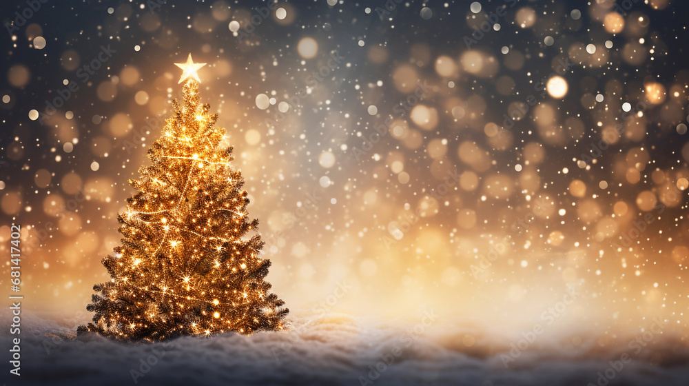 golden Christmas tree background. Generative AI image. golden Christmas tree background. Generative AI image.