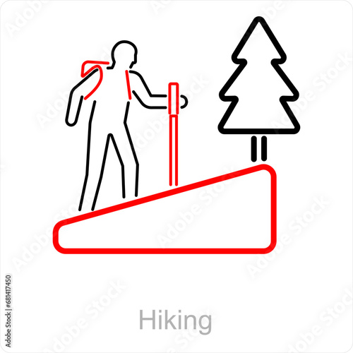 Hiking and hike icon concept