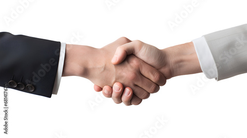 businessmen shaking hands together isolated on transparent background