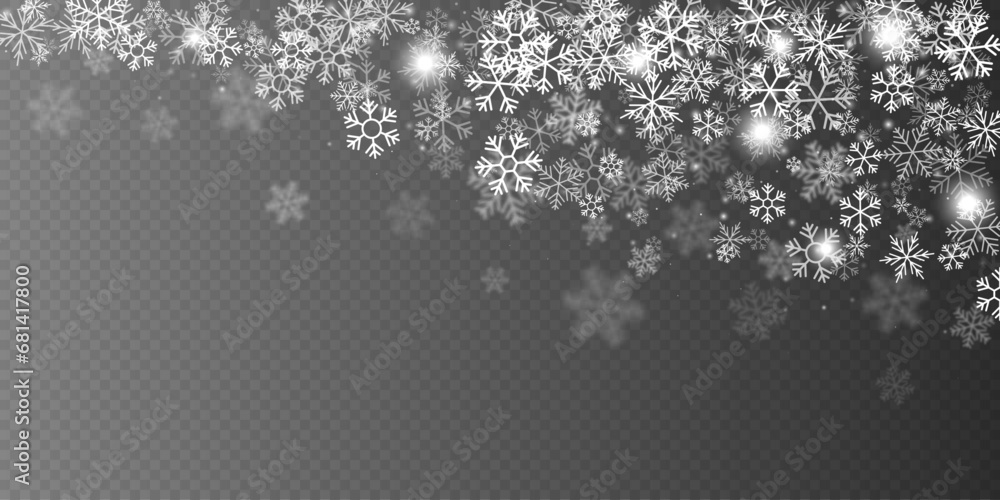Falling snowflakes and snow on horizontal background. Vector illustration. Falling snowflakes and snow on horizontal background. Vector illustration.