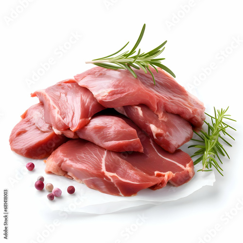 Raw meat steaks on a white background. High quality