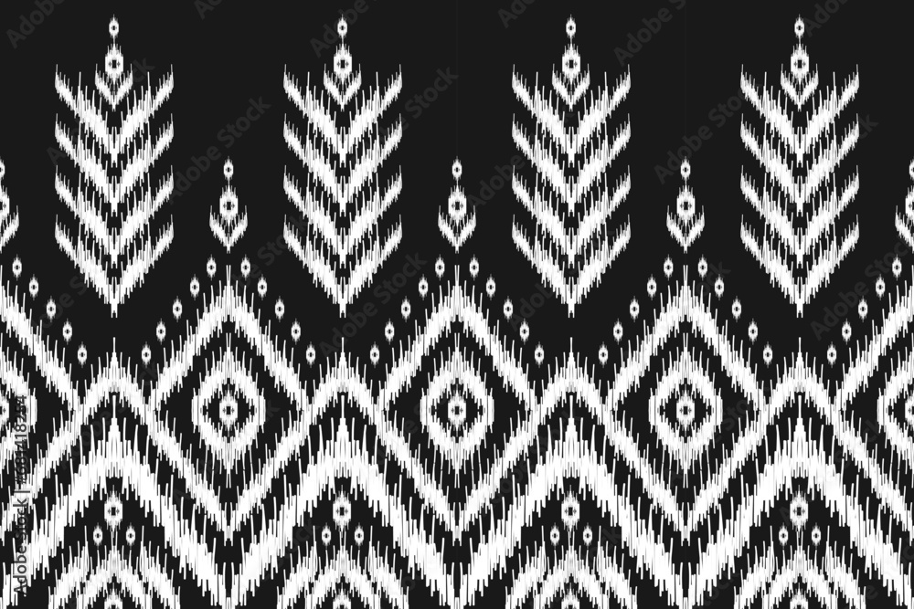 Abstract ethnic ikat art. Seamless pattern in tribal. Aztec geometric ornament print. Design for background, wallpaper, illustration, fabric, clothing, carpet, textile, batik, embroidery. Abstract ethnic ikat art. Seamless pattern in tribal. Aztec geometric ornament print. Design for background, wallpaper, illustration, fabric, clothing, carpet, textile, batik, embroidery.
