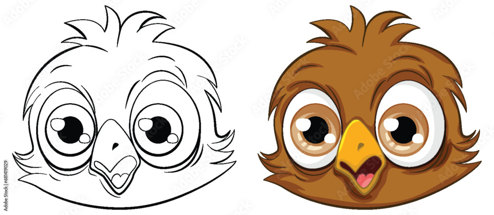 Set of owl face cartoon