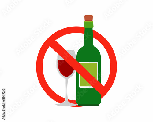 Alcoholic drink prohibition sign no alcohol icon