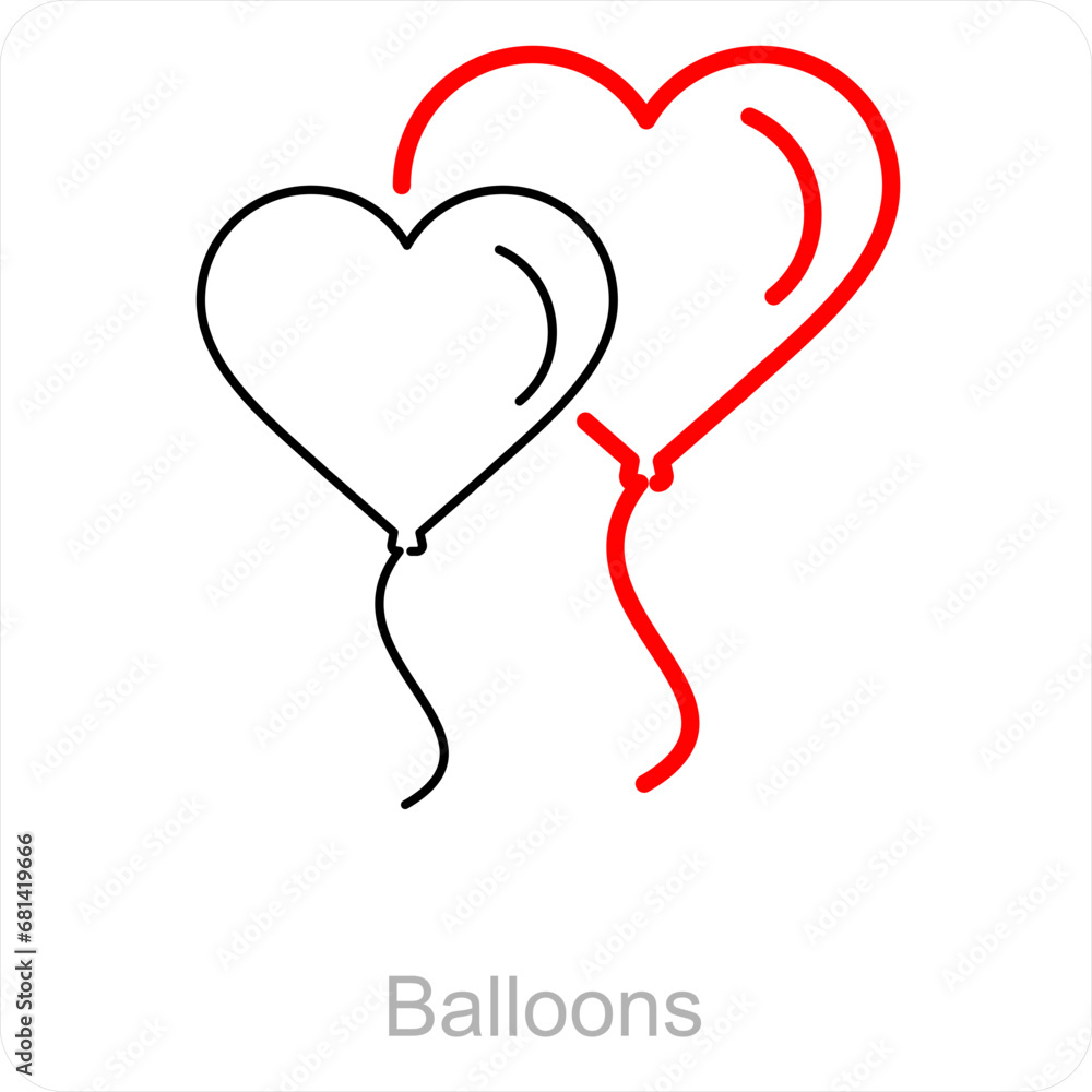 Balloons and celebrate icon concept 