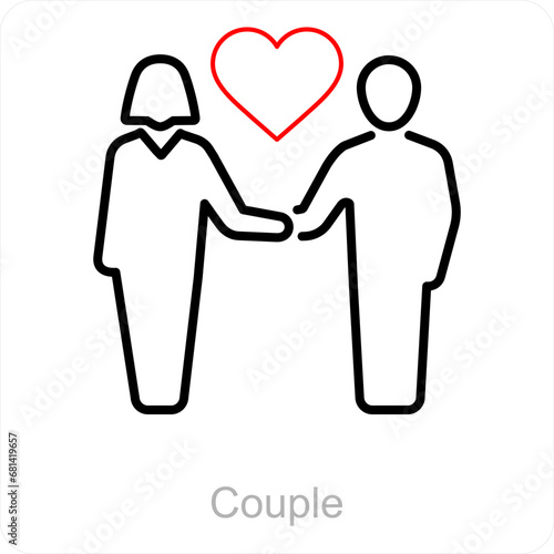Couple and lovely couple icon concept