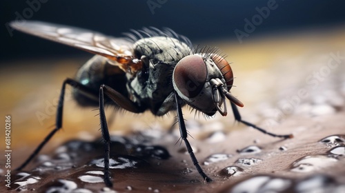 close-up portrait of a fly against textured background, AI generated, background image