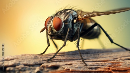 close-up portrait of a fly against textured background, AI generated, background image © Hifzhan Graphics