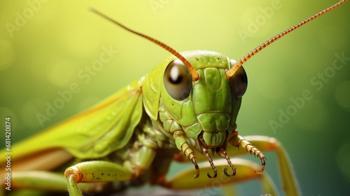 close-up portrait of a Grasshopper against textured background, AI generated, background image © Hifzhan Graphics