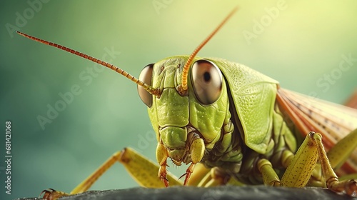 close-up portrait of a Grasshopper against textured background, AI generated, background image © Hifzhan Graphics
