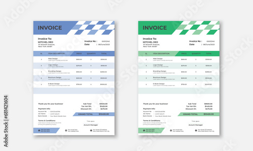 Business invoice or cash memo template design