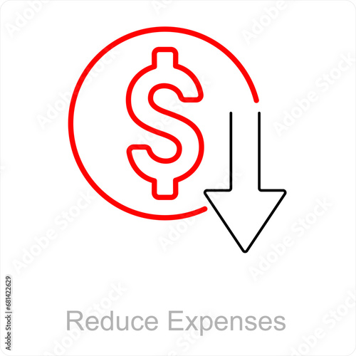 Reduce Expenses and low icon concept 