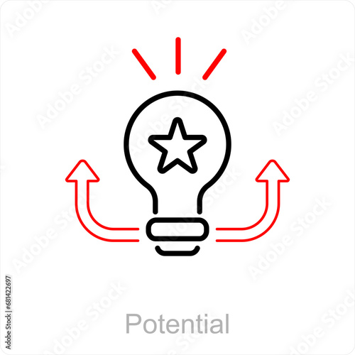Potential and brain icon concept 