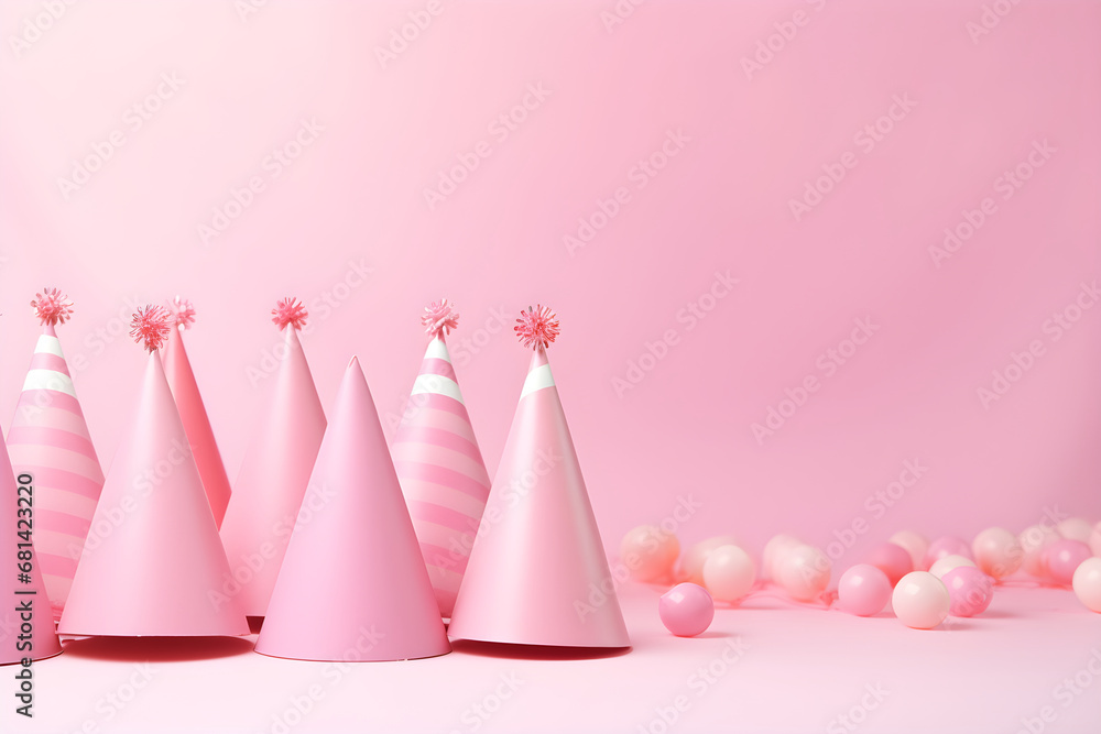 Variety party pink hats background for brochure banner and publication, pink background. Variety party pink hats background for brochure banner and publication, pink background.