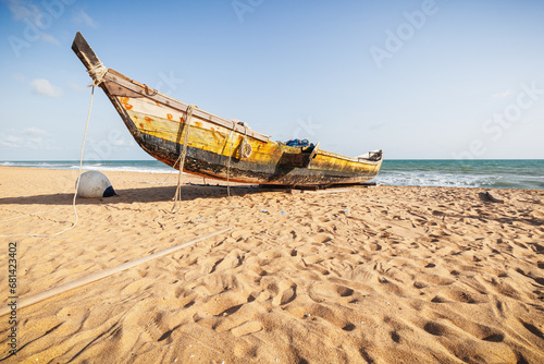 Traditional fishing boat - Route des Peches, Cotonou, Benin