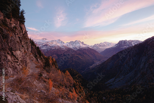 Sunset view from Emosson dam  Valais Wallis  Switzerland