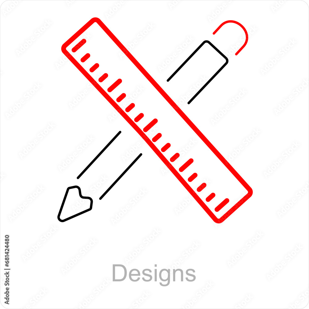 Designs and tools icon concept Designs and tools icon concept