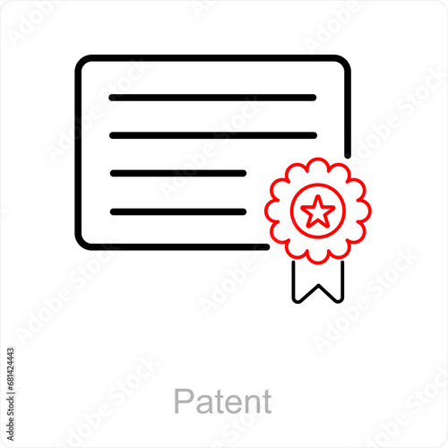 Patent and diploma icon concept 