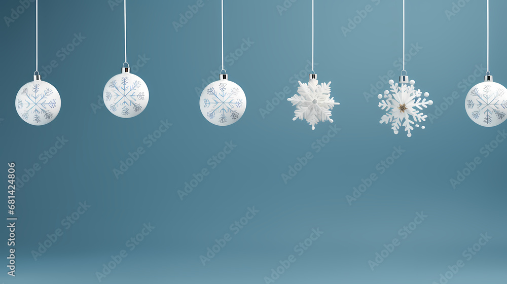 White Christmas decoration background hanging on blue background, Christmas and holiday decoration material, PPT background White Christmas decoration background hanging on blue background, Christmas and holiday decoration material, PPT background