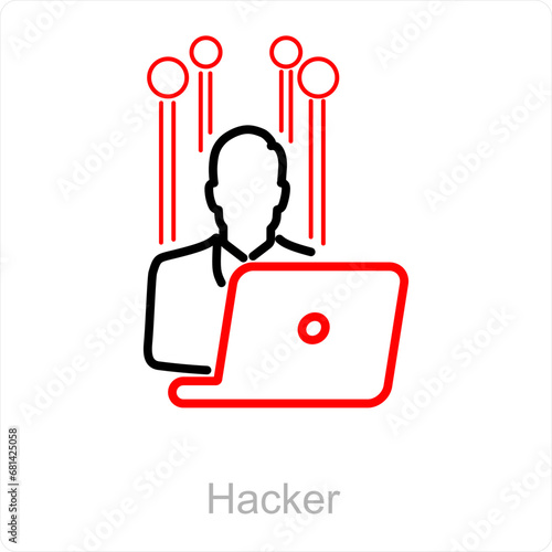 Hacker and hack icon concept 