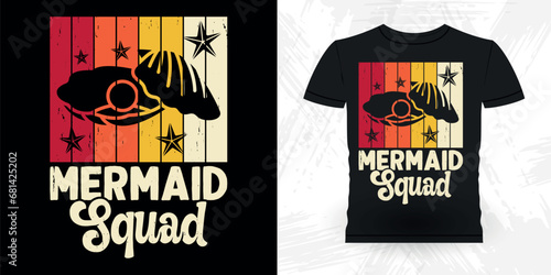 Mermaid Squad Funny Shell Collector Beach Shelling Vintage Seashell T-shirt Design
