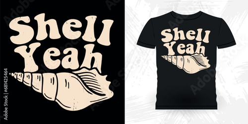 Funny Shell Collector Beach Shelling Vintage Seashell T-shirt Design