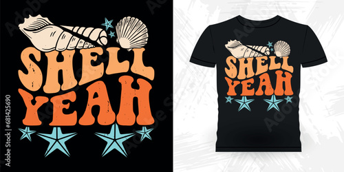Funny Shell Collector Beach Shelling Vintage Seashell T-shirt Design