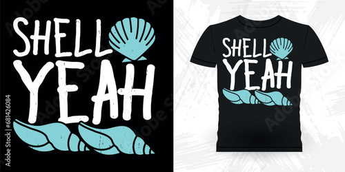 Funny Shell Collector Beach Shelling Vintage Seashell T-shirt Design
