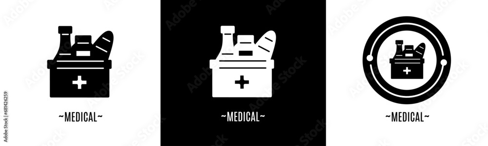 Medical logo set. Collection of black and white logos. Stock vector. Medical logo set. Collection of black and white logos. Stock vector.