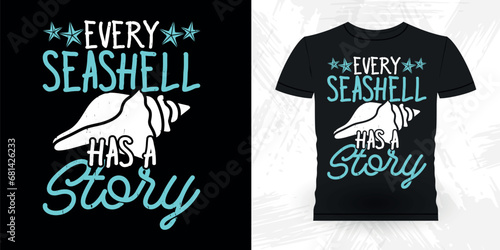 Funny Shell Collector Beach Shelling Vintage Seashell T-shirt Design