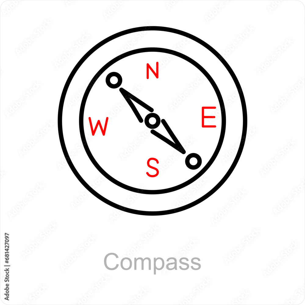 Compass and pin icon concepr Compass and pin icon concepr