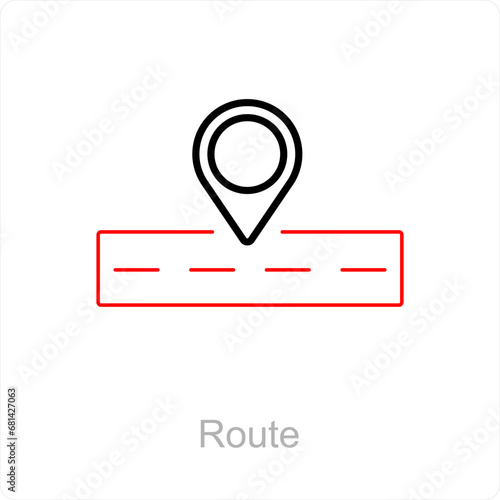 Route and map icon concept