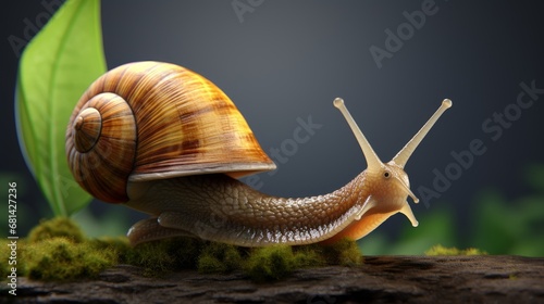 Animated model of a snail slowly crawling AI generated illustration