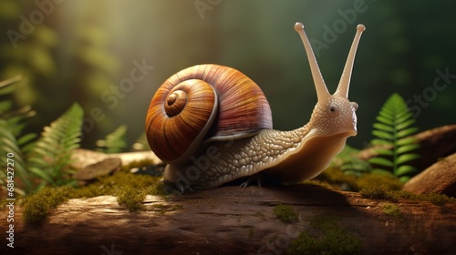 Animated  model of a snail slowly crawling  AI generated illustration © ArtStage