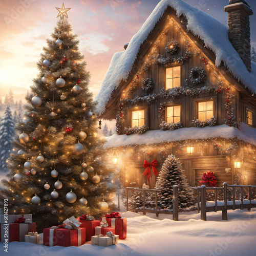 a snowy Christmas morning.Generative AI