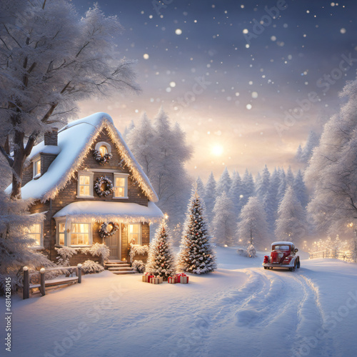 a Christmas night.Generative AI