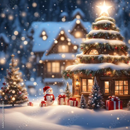 a Christmas night.Generative AI