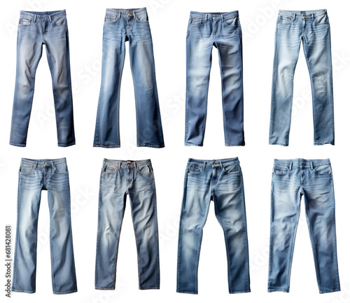 Woman's Jeans set isolated on transparent background. 